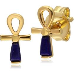 ECFEWâ¢ 'The Ruler' Lapis Lazuli Ankh Stud Earrings